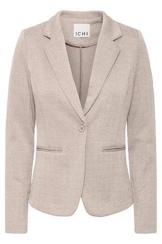 ICHI Ihkate Jacquard Bl4 Blazer Informal de Negocios, 204261_Fungi/Almond Milk Herringbone, S Mujeres