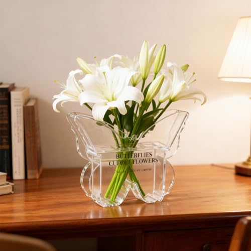 Vase papillon acrylique transparent haut de gamme pour table
