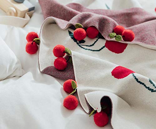 Amazon｜【MarieAnge】 さくらんぼ ブランケット 毛布 ひざ掛け