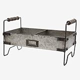 Better & Best 1402480 Jardinera gris rectangular de 2 macetas con patas de hierro, color: gris