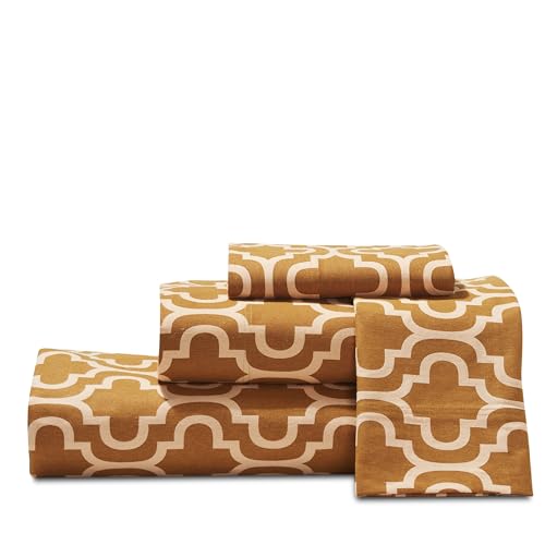 Parure de lit flanelle coton brossé, draps géométriques modernes et drap-housse grand bonnet