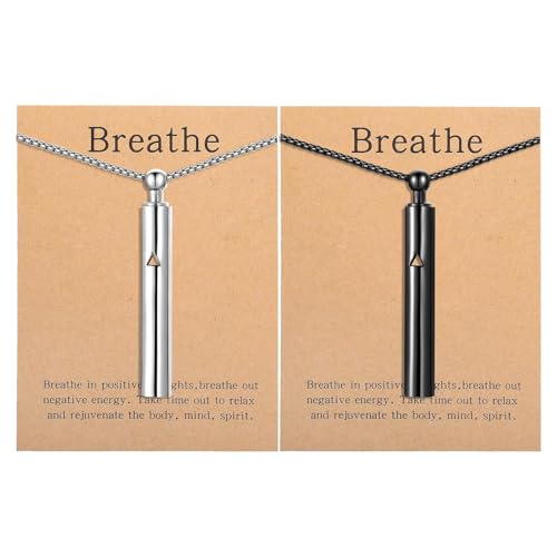 ALLGAYER 2 collares para respirar ansiedad, S, Metal, No es una piedra preciosa