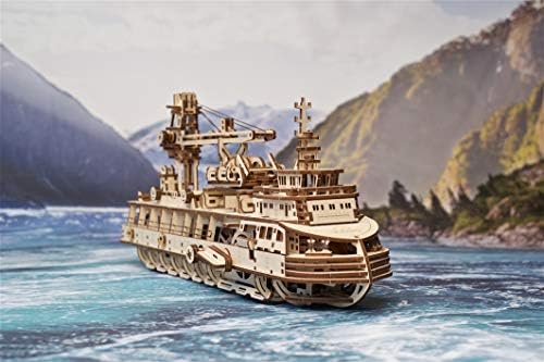 UGEARS 3D Puzzles Research Vessel - DIY Model Ship 3D - Exclusive Wooden Model Kits for Adults to Build - Unique and Creative Wooden Mechanical Models - Self Assembly Woodcraft Construction Kits