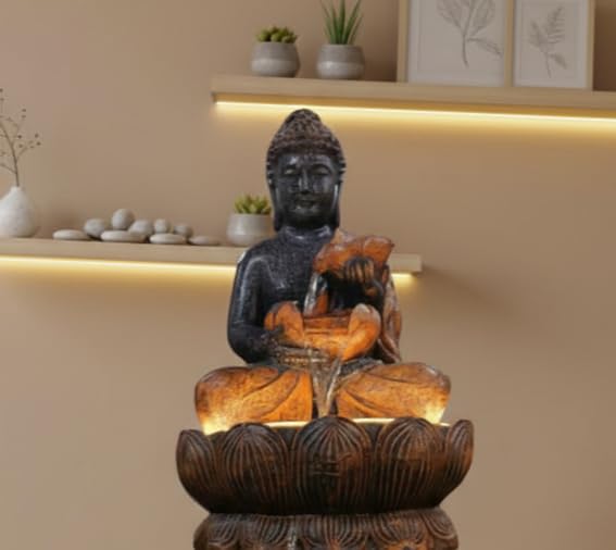 Image of Buddha Water Fountain 4 FT for Home & Garden Indoor Outdoor Fountain with LED Lights & Water Pump, Meditation Decor Showpiece