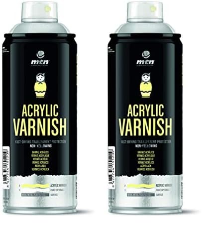 Montana Colors Barniz Acrílico - Brillante Spray, Transparente Brillo (Paquete de 2)