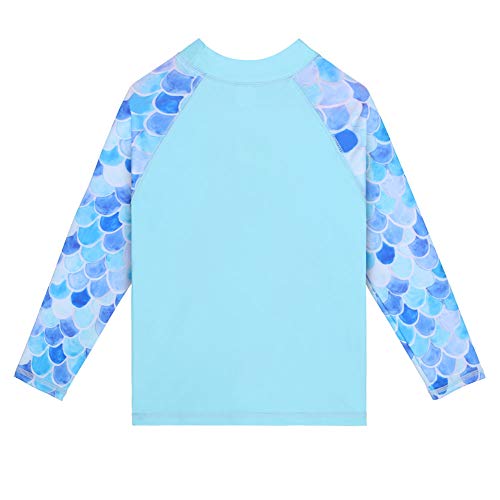 Image of TFJH E Girls Two Piece Swimsuit Long Sleeve Rash Guard Ages 3-12 | UPF 50+ sun protection, breathable , lightweight long sleeve swimsuit, full coverage, pool beach vacation, water park