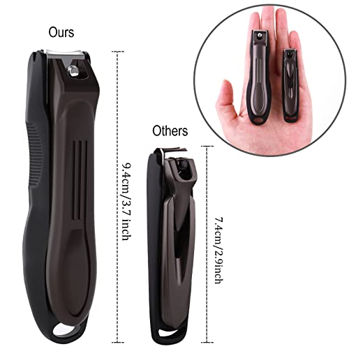 GLAMFIELDS Nail Clippers with No Splash Storage Box, Large Fingernail Toenail Clipper Detachable Easy Clean Nail Cutter Trimmer with Nail Files for