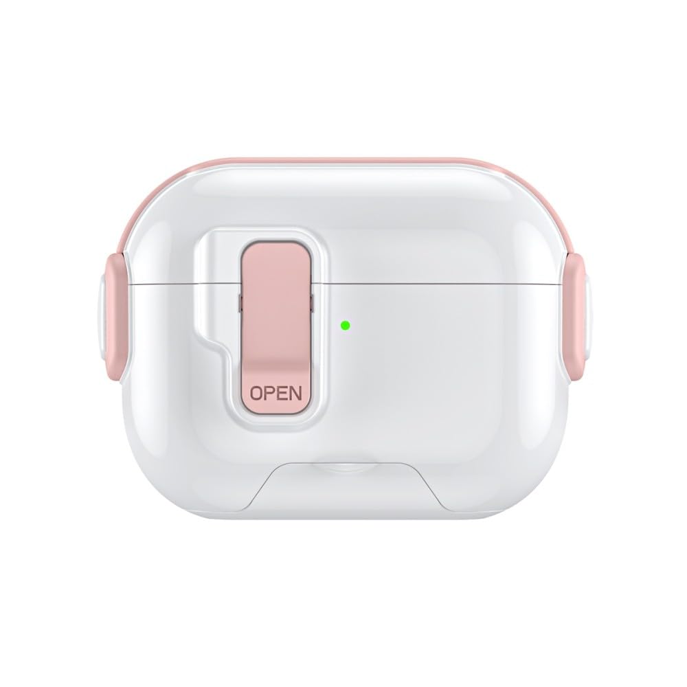 etui kompatybilne z AirPods Pro (1. generacji) (kolor: różowy) odporny na wstrząsy twardy tył twardy silikonowy pokrowiec wbudowany stojak
