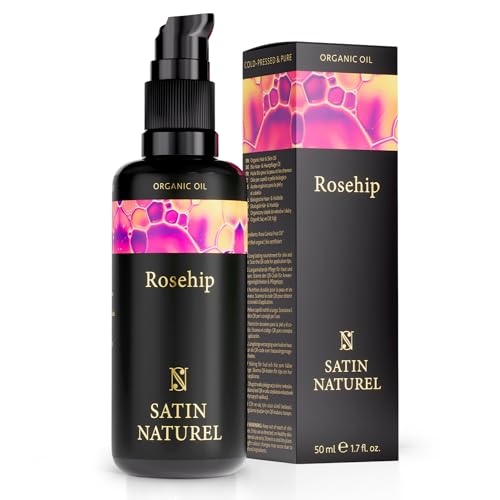Naturkosmetik Kompass: Kosmetik selber machen: Bio und Vegan Rezepte: Creme, Peeling, Sugaring, Deo, Wimpernserum, Haaröl, Seifen, Shampoo, Badebomben 3 Hagebuttenöl BIO Kaltgepresst – Gesichtsöl - 50ml – Vegan - Lichtschutz Glas-Flasche – Sanftes Rosenöl Gesicht & Rosenöl für Kosmetik von Satin Naturel – Rosehip Oil - Face Oil Made in Germany