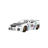 Jada Toys JDM Tuners 1:24 Die-Cast 2002 Nissan Skyline GT-R (R34), Opening Doors, Detailed Interior, Rubber Tires, Collectible for Ages 8+(Glossy White)