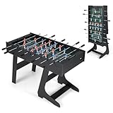 HOMASIS Babyfoot Pliable en Bois, Foot d'Intérieur Pliable avec 22 Figurines, 2 Balles, 2 Marqueurs de Scores, Table de Jeu pour Salles de Jeux, Bars et Fête, Adulte et Enfant, 121x60,5x81CM (Noir)