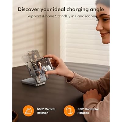 MOMAX 3-in-1 Wireless Charger Stand, iPhone 17 Charging Station MagSafe-Compatible, Qi2 Certified 15W Foldable Charger for iPhone 17/16/15/14/13/12, AirPods, iWatch Ultra (Not a Power Bank)