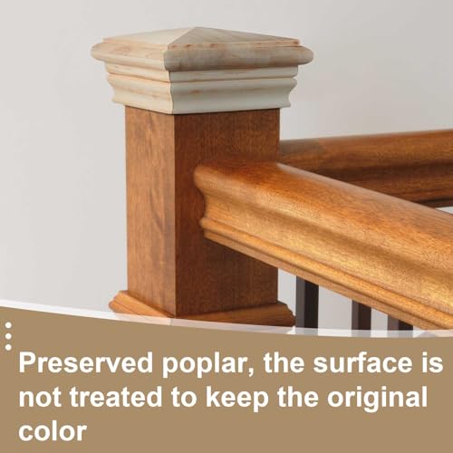 Image of Geetery 2 Pcs 4 x 4 Wood Newel Post Cap Fence Post Cap for Fence Topper Top Resistant Decking Caps for Outdoor Fences, Mailboxes and Decks (Poplar Wood)