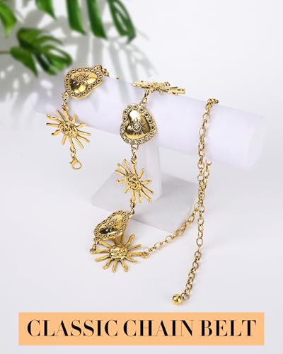 Sun Waist Chain Belt for Women - Western Cowgirl Chain Belts Boho Metal Concho Belt for Dresses Country Concert Outfit4