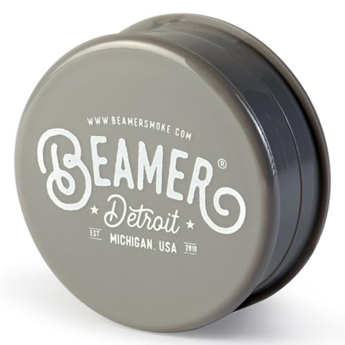 Generic Beamer Detroit Logo 3-Piece 63mm Acrylic Grinder - Opaque Gray Color + Beamer Smoke Sticker, Htg649q