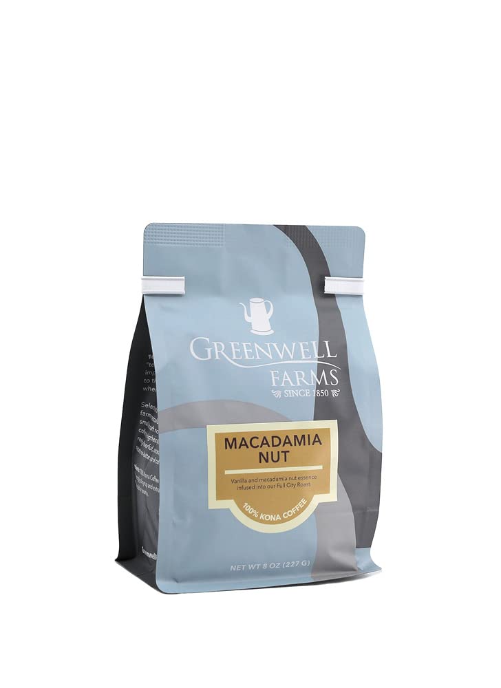 Greenwell Farms 100% Hawaiian Kona Coffee - Macadamia Nut Flavor, Ground, 8oz