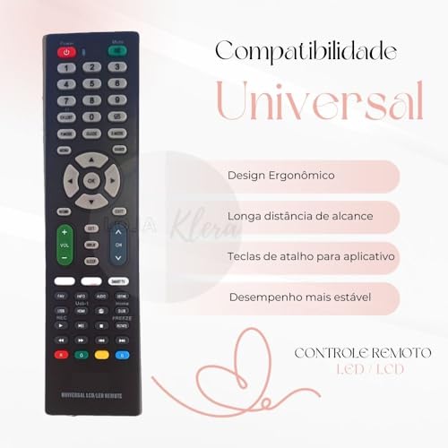 Controle Remoto Compatível com Todas as Marcas de TV LED LCD Ajuste Automático e Manual