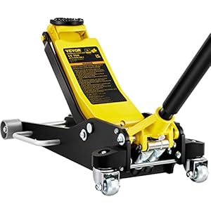 VEVOR 3 Ton Low Profile , Aluminum and Steel Racing Floor Jack with Dual Pistons Quick Lift Pump for Sport Utility Vehicle, Lifting Range 3-6/11″-19-11/16″, yellow,black