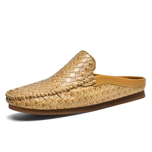 Men's Backless Loafers Casual Leather Mules Shoes Slippers Slippers Driving Shoes