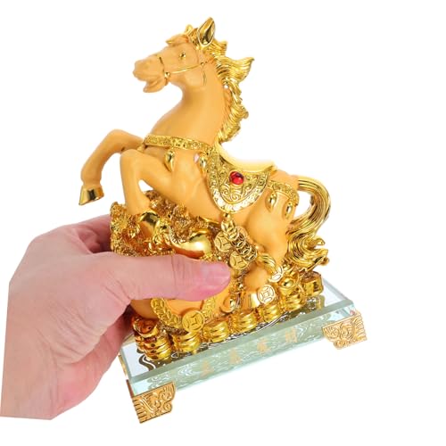 Statuette cheval debout dorée sculpture moderne objet collection - 5