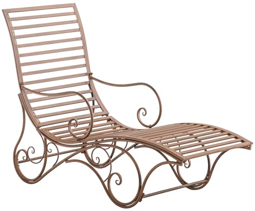 CLP Gartenliege Amiens I Metallgestell im Antik-Look I Stabil und langlebig I Für Terrasse, Garten und Wintergarten im Landhausstil, Farbe:antik braun CLP Gartenliege Amiens I Metallgestell im Antik-Look I Stabil und langlebig I Für Terrasse, Garten und Wintergarten im Landhausstil, Farbe:antik braun