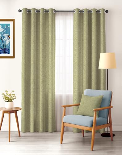 Image of Casableu Twillbone Digital Print 85% Blackout Curtains for Door /Window, Thermal Insulated, Tie Back, Wider Width 50 in, Eyelet Curtains for Living Room /Bedroom (L Green 7 ft Set of 2)