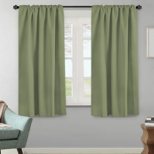 Image of H.VERSAILTEX Blackout Curtains for Living Room Thermal Insulated Window Treatment Panels Room Darkening Blackout Drapes Back Tab /Rod Pocket Bedroom Draperies, 52 x 63 Inch, Sage, 2 Panels