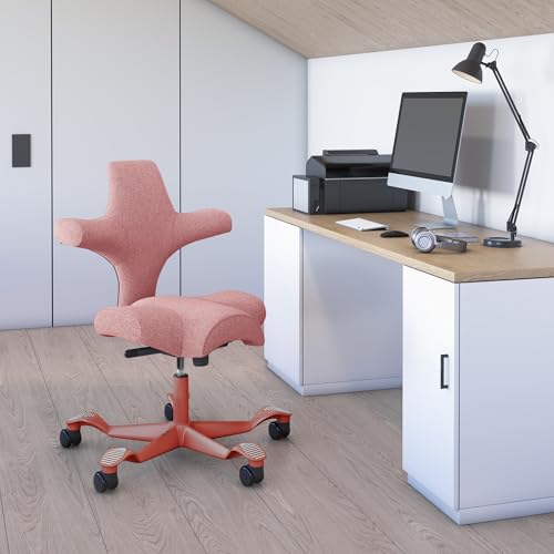 Image of HAG Capisco Standard Chair-Blush Rose Frame-Upholstered Pink Blush