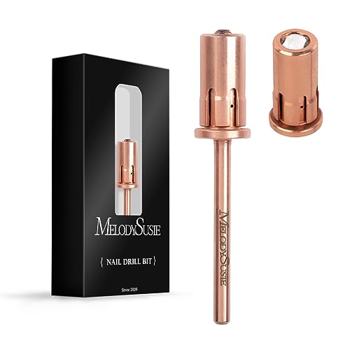 Image of MelodySusie Crystal Top Mandrel Bit for Nails, 3 /32'' Easy Off Nail Drill Bits for Sanding Bands, Suitable for Acrylic Nails Gel Manicures and Pedicures, Rose Gold