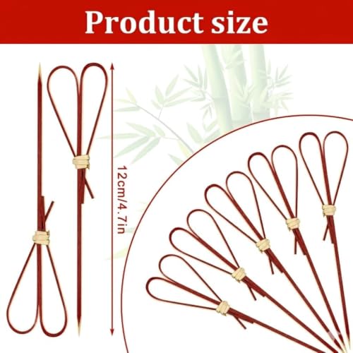 Image of Somani Decorative Bamboo Cocktail Picks Red Heart Loop | Bamboo Strip Heart Topper Food Picks for Appetizers, Drinks & Garnish | Cafe, Lounge, Bakery, Catering & Home Entertaining | Pack of 100
