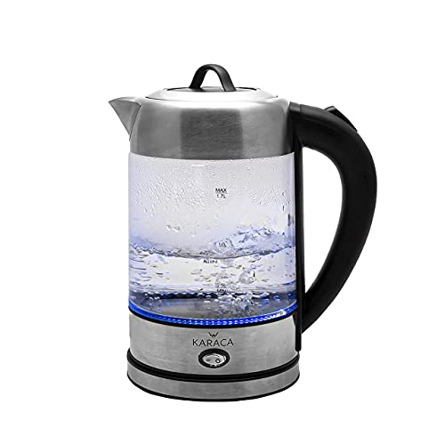 Karaca Wasserkocher Glas 1.7 Liter, Led-Beleuchtung Inox, Edelstahl Kettle, BPA Frei, 2200 Watt, 10/15 Tassen…