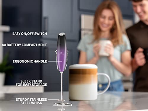 Image of PRO MILK FROTHER WAND - ULTRA HIGH SPEED HANDHELD FROTHER - UPGRADED STAND - Powerful Handheld Mixer with Infinite Uses - Super Instant Electric Foam Maker with Stainless Steel Whisk (Galaxy)