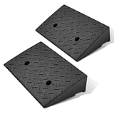 DNA MOTORING 2pcs 4.3" Rise Rubber Curb Ramp Heavy Duty Loading Driveway Ramp Threshold Ramp 19.5 in L x 11.6 in W x 4.3 in H for Loading Dock, Warehouse, Wheelchair, Motorcycles, Cars, TOOLS-00645