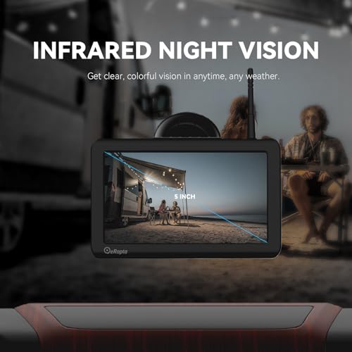 Image of eRapta Wireless Backup Camera Magnetic: 5 inch Portable, 1-Min Install-Free Trailer Backup Camera with FHD1080P, Infrared Night Vision, 150 Wide-Angle View for Trailer /RV /Truck /Car /Tractor ACT501