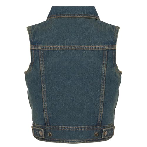 Image of Milwaukee Leather MDK3910 Black Unisex-Child Kids Denim Snap Front Vest with Shirt Style Collar