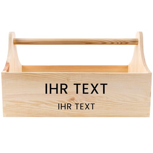 Creative Deco Werkzeugkiste Holz | Werkzeugkasten Personalisiert | Maße 34 x 18 x 20,5 cm (+/- 0,5 cm) | Werkzeugkoffer Geschenkbox mit Ihrem Wunschtext |...