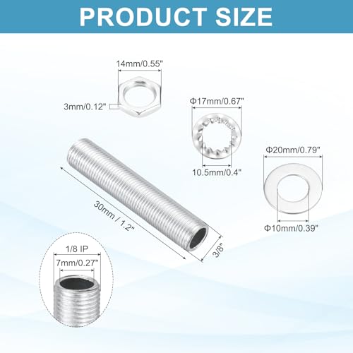 Image of MECCANIXITY 70Pcs 1.2 inch Lamp Pipe Kit with Nuts Washers 1 /8IP Thread Fasteners Assortment for Chandelier Ceiling Light Repair Assembly DIY Hardware