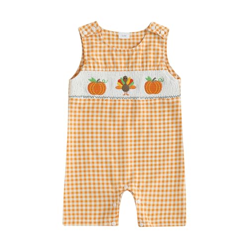 My First Halloween Baby Boy Girl Outfit Newborn Plaid Ghost Pumpkin Overalls Jumpsuit Smocked Romper Fall Clothes