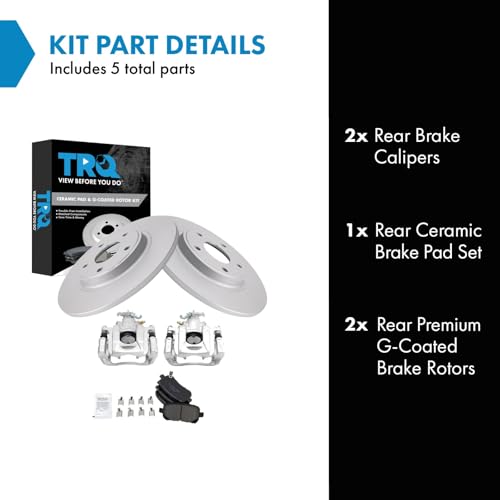 Image of TRQ Rear Brake Pad and Rotor Set Ceramic Coated Calipers Compatible with 2012 Ram Cargo Van Volkswagen Routan