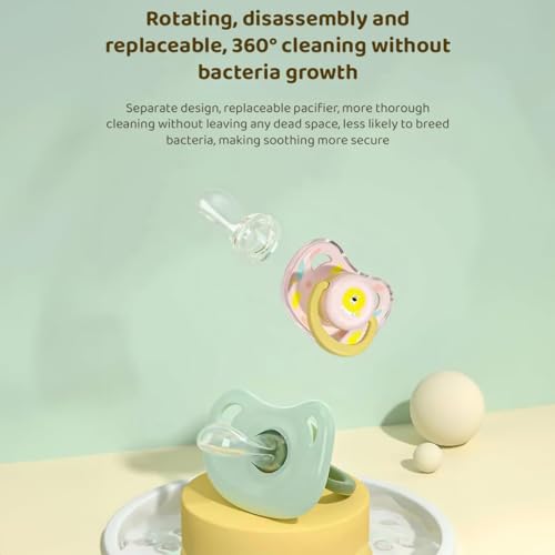 Image of StarAndDaisy Soft Silicone Baby Pacifiers with Unique Shape to Support Psychological Breathing Teether & Pacifier for Newborns (Pink)
