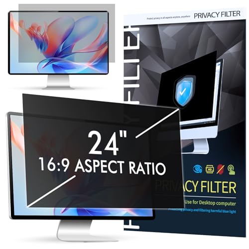 24 Inch Computer Privacy Filter for 16:9 Computer Monitor SOPPY Removable Privacy Screen Protector Anti Blue Light Anti-Glare Computer Privacy Film for Monitor 24 HP Dell Acer Lenovo Asus