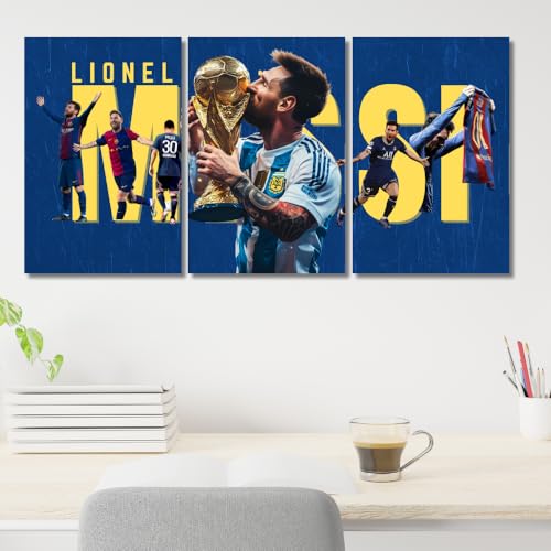 Image of Good Hope - Footballer Messi Motivational Quote 3 Split Posters 12x18 Inch - Soccer Wall Art for Bedroom, Football Legend Decor, Gift for Fans, Boys, Men, Sports Room, Wallpaper, Sticker, Wall Decoration (Split Poster(36x18 inch)) (Messi Blue)
