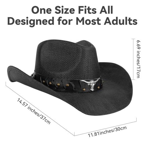 Image of WQWOVRVO Cowboy Hat,Cowgirl Hat,Western Cowboy Hats for Women /Mens /Straw Wide with Shapeable Brim Cowboy Hat for Womens