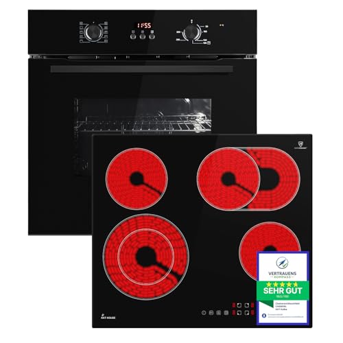 KKT KOLBE Cuisinière | 60cm Four encastrable BO8005FB | 59cm Plaque Eletrique CH5901RL | Gril | Air chaud | Timer automatique | Double Vitrage d'isolation...