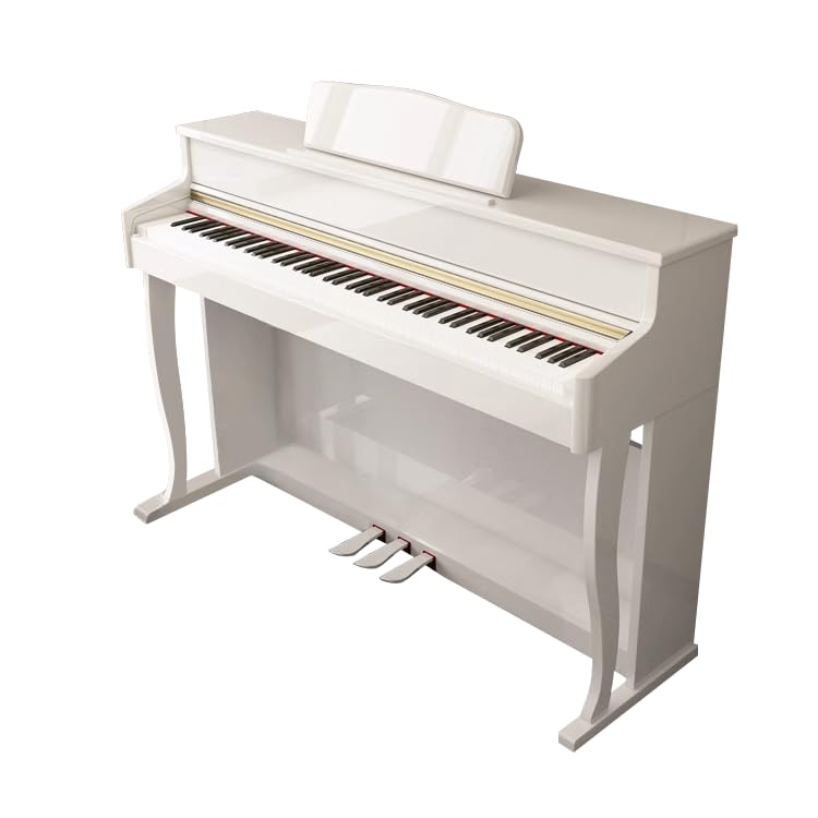 LANDTOM Upright 88-Key Hammer MIDI Home Electric Piano Grand Piano Sound Quality for Professional Performance Examination Without Bench (White)