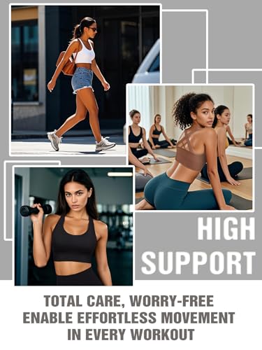 Image of Sports Bras for Women High Support, Multipack Padded Supportive Criss Cross Back Wireless Running Yoga Workout Bra
