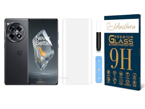 Image of GlassVerse Oneplus 12R UV Tempered Glass Screen Protector. Pack Of 1 | 3D Curved Edge | 9H Hardness | Full UV Glue with UV Light | Anti-Scratch | Case Friendly | HD Clear. (6.78 Inches)
