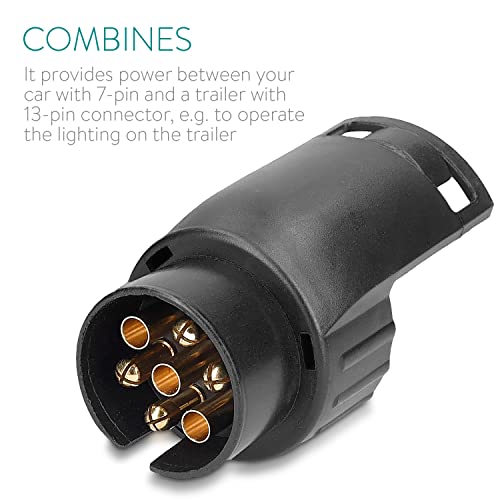 Navaris Trailer Adapter 7 zu 13 Pin - 12 V Adapter für Auto Anhängerkupplung Steckdose 7-polig auf Anhänger Stecker 13-polig - Adapter 7 auf 13 Pol