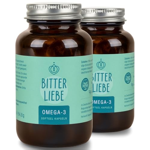 Omega-3 Bitterliebe – Hochdosierte vegane Omega-3 Kapseln aus Algenöl