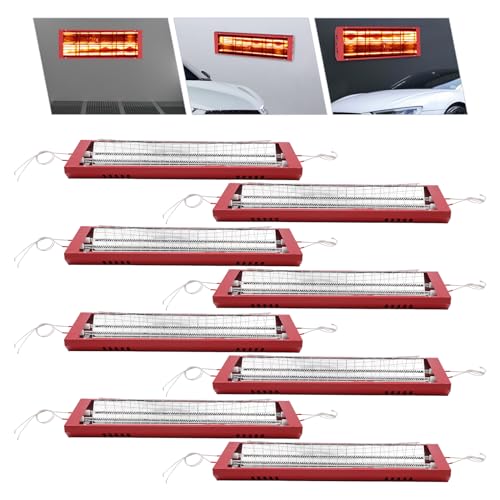 Florchest 23.6in Baking Infrared Paint Curing Lamp,8 Set 2000W Heater Lamp 110V for Automotive Spray Booths Far Infrared Radiation Heating, Hardwired,No Plug